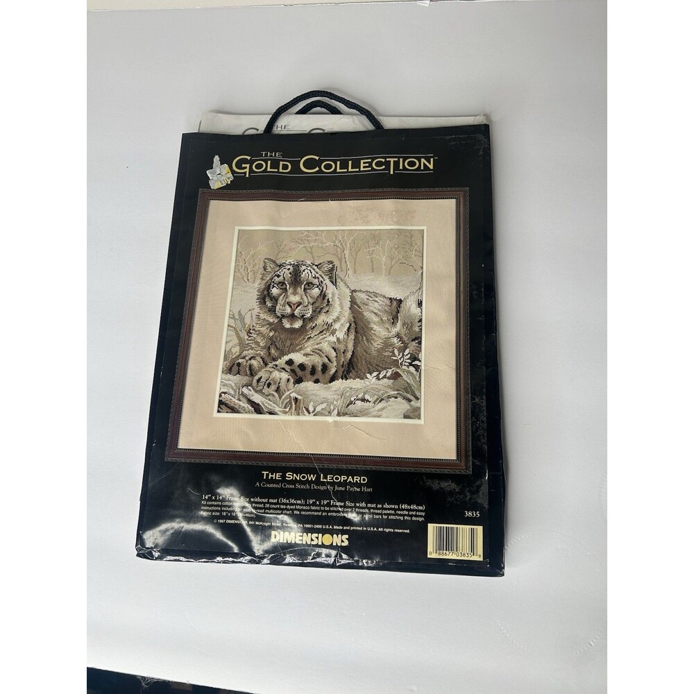 Dimensions Gold Collection SNOW LEOPARD Cross Stitch June Hart #3835 VINTAGE NEW